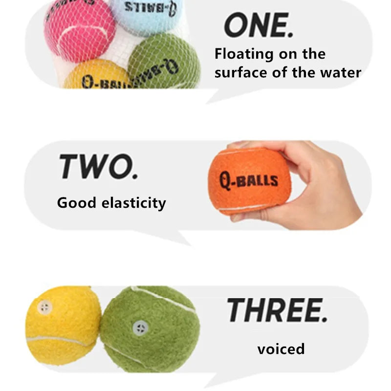 4Pcs/Set Dog Toy Q-MONSTER Thick Walled Natural Rubber Squeak Chew Balls for Dogs Tennis Interactive Bouncy Balls for Training